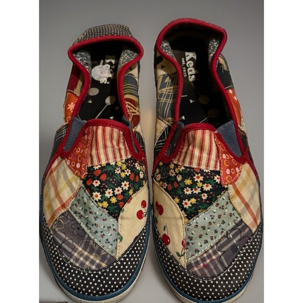 EUC Vintage Keds Multicolor Patchwork Canvas Slip-On Flats/Sneakers Women 8